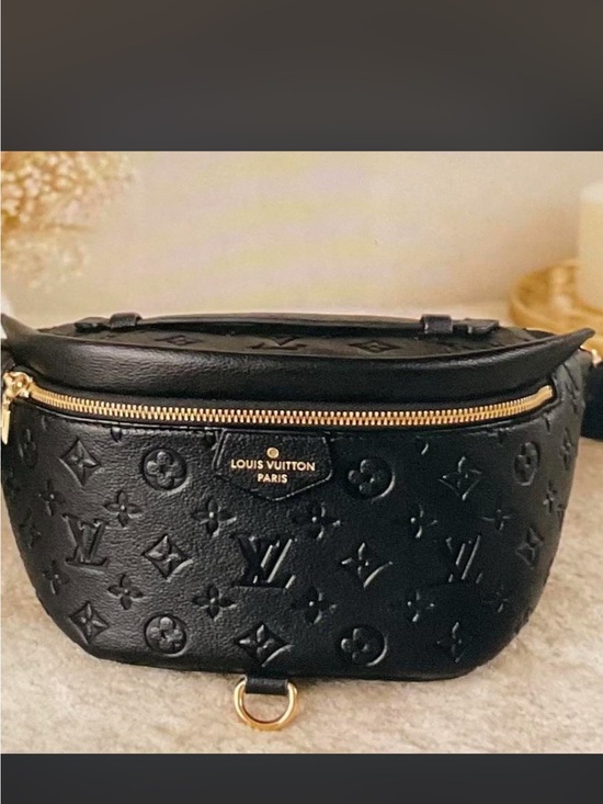 Louis Vuitton Handbags - Louis Vuitton Black Embossed Monogram Crossbody Belt Bag with Gold Hardware